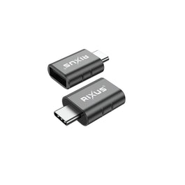 Rixus RXOTG02 USB-A To USB-C OTG Adapter Space Gray (2-Pack)