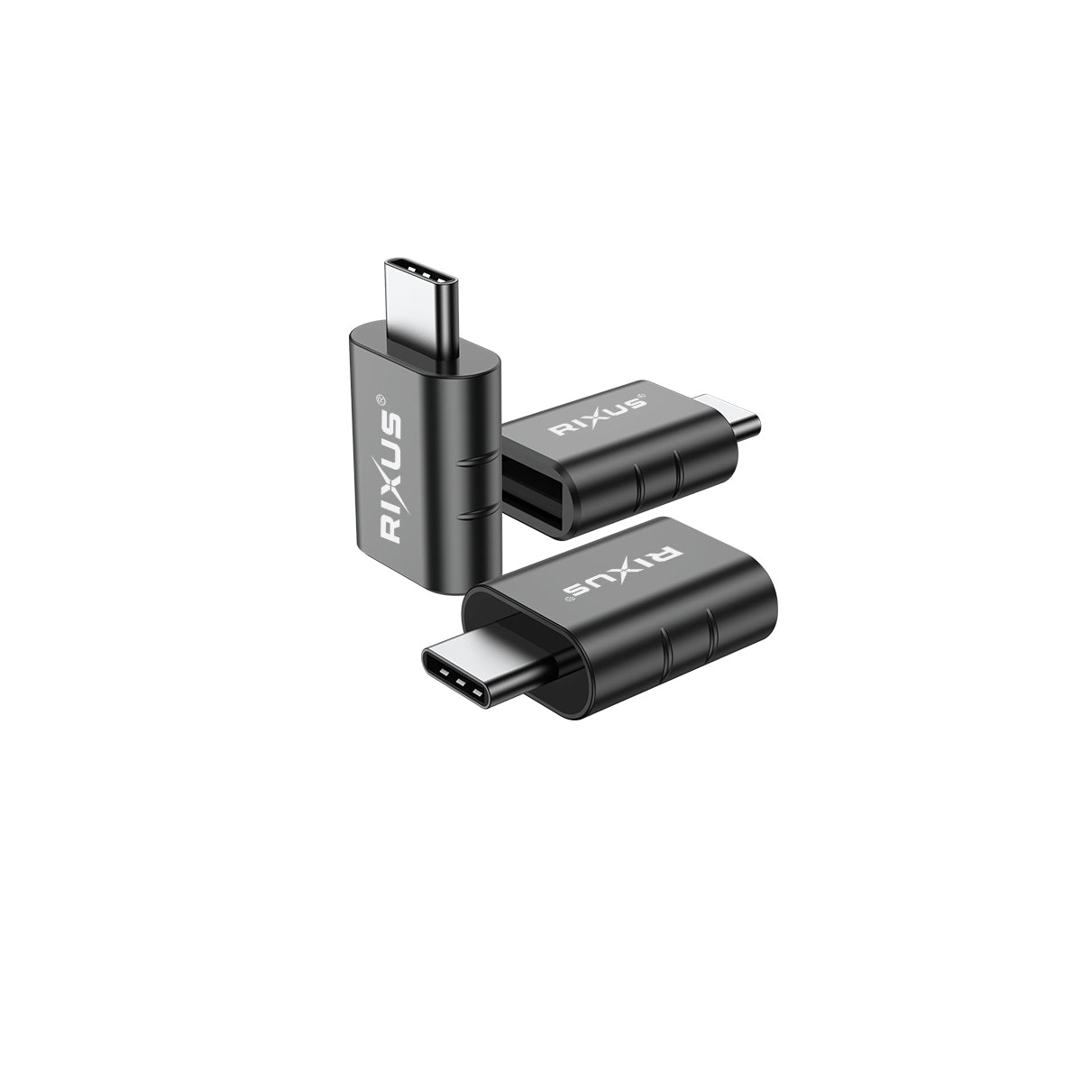 Rixus RXOTG02 USB-A To USB-C OTG Adapter Space Gray (2-Pack)