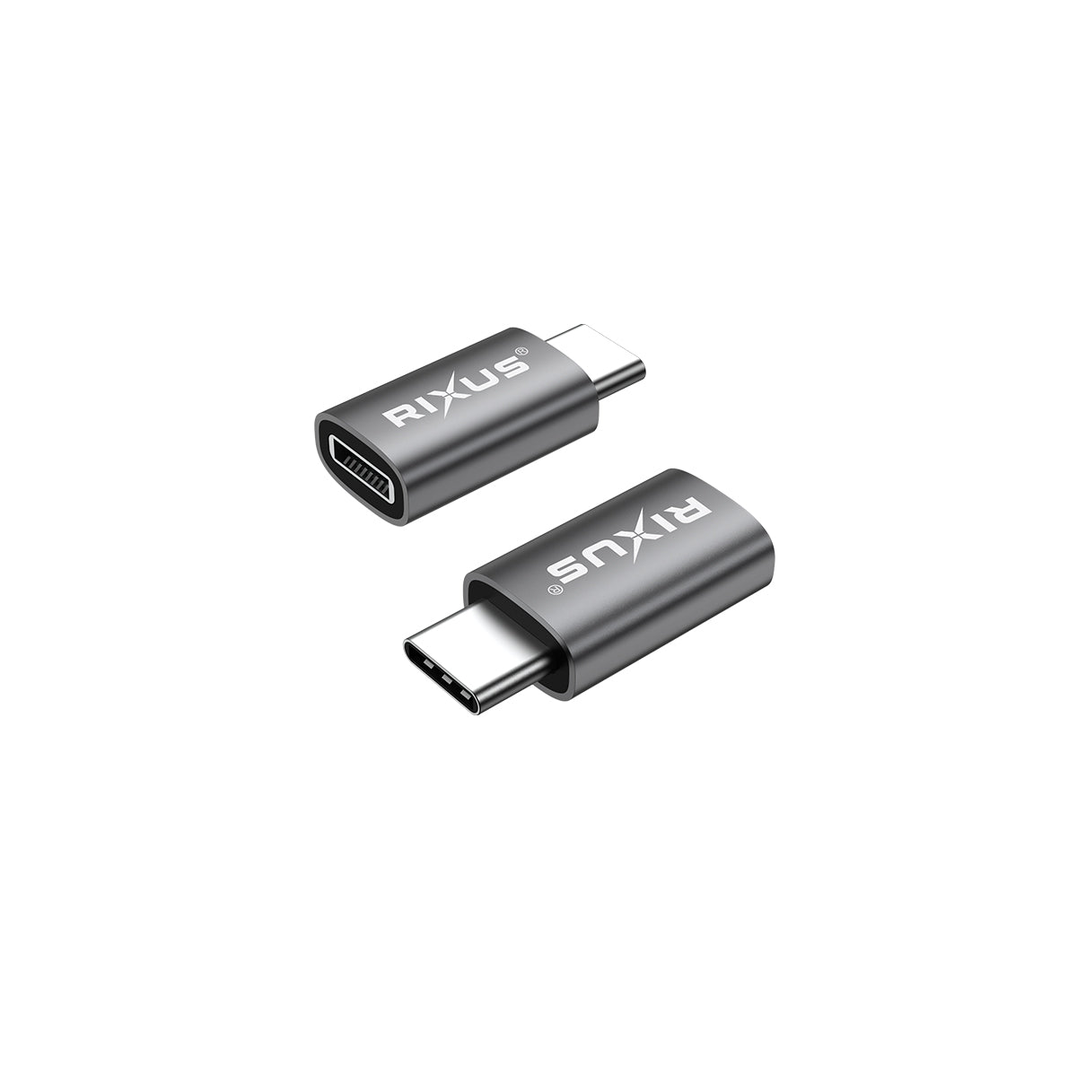 Rixus RXOTG03 USB-C To Lightning Connector OTG Adapter Space Gray (2-Pack)