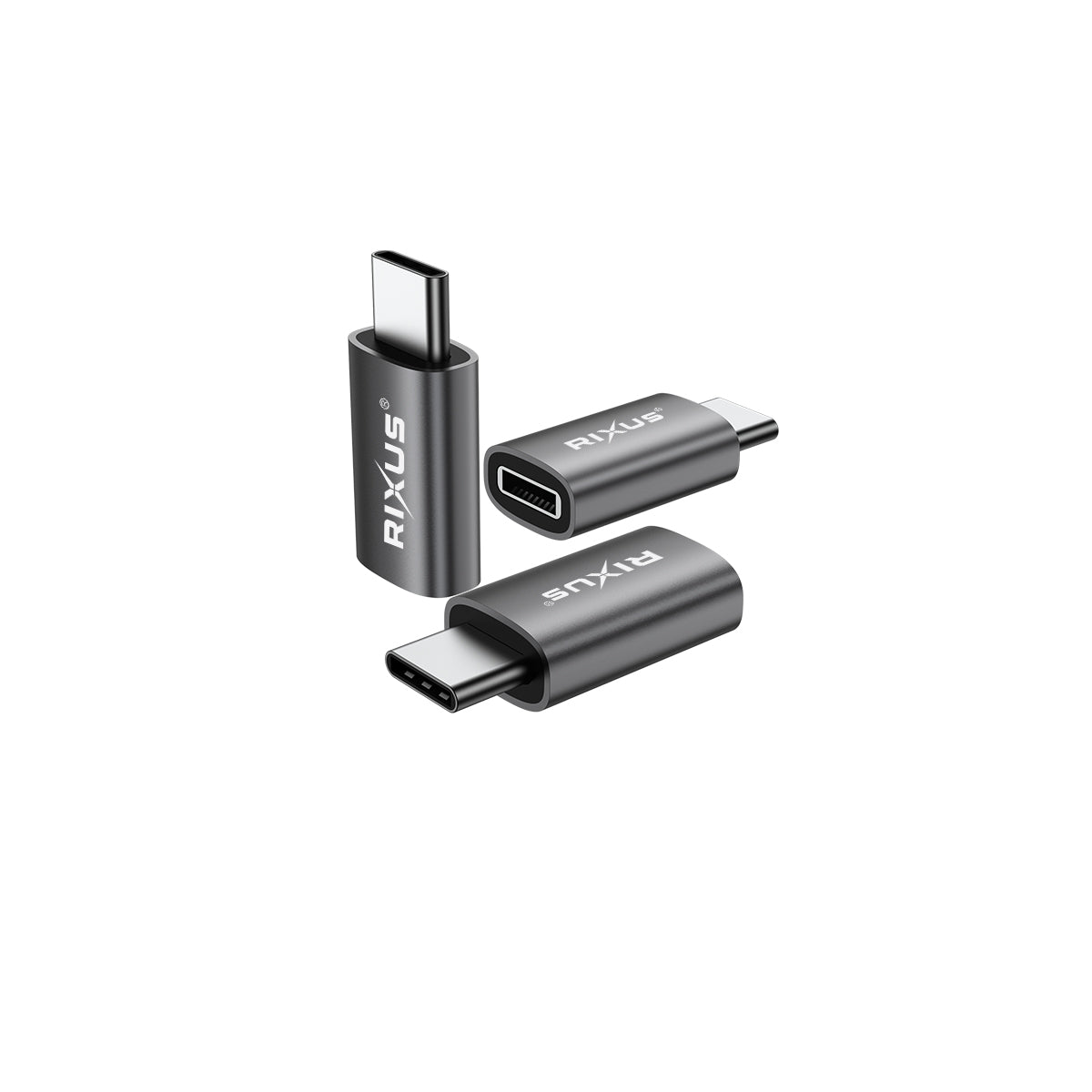 Rixus RXOTG03 USB-C To Lightning Connector OTG Adapter Space Gray (2-Pack)