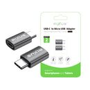 Rixus RXOTG04 USB-C To Micro OTG Adapter Space Gray (2-Pack)