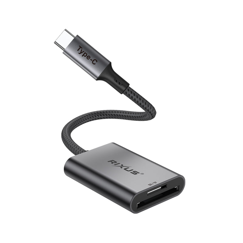 Rixus RXCR01 Type C To SD/TF Card Reader Adapter Space Gray