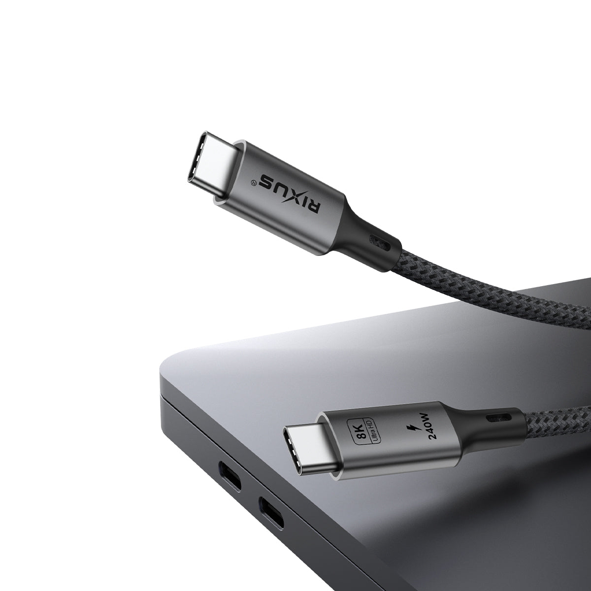 Rixus RXUC01 USB-C 4.0 To USB-C Cable 1m 240W Grey