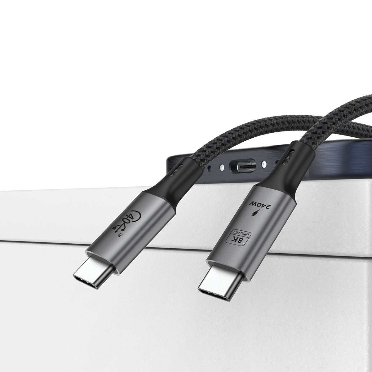 Rixus RXUC02 USB-C 4.0 To USB-C Cable 1.8m 240W Grey
