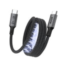 Rixus RXUC03 Magnetic USB-C 4.0 To USB-C Cable Easy Roll Up 1.5m 100W Space Gray