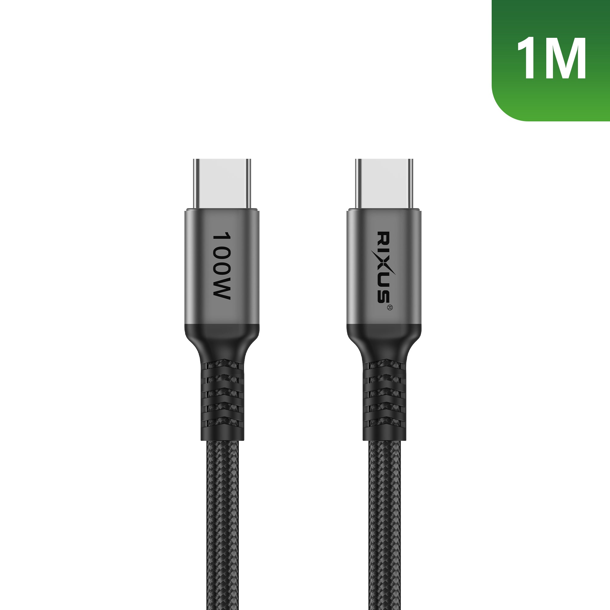 Rixus RXUC04 USB-C 2.0 To USB-C Cable 1m 100W Space Gray