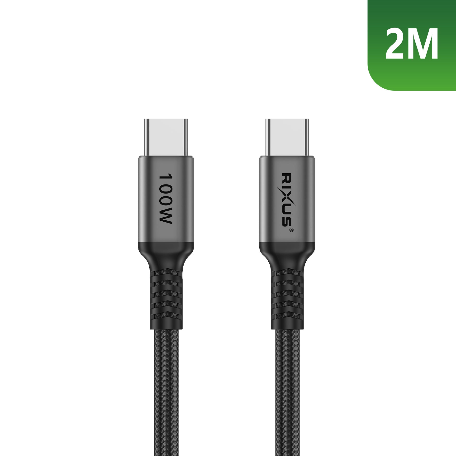 Rixus RXUC05 USB-C 2.0 To USB-C Cable 2m 100W Space Gray
