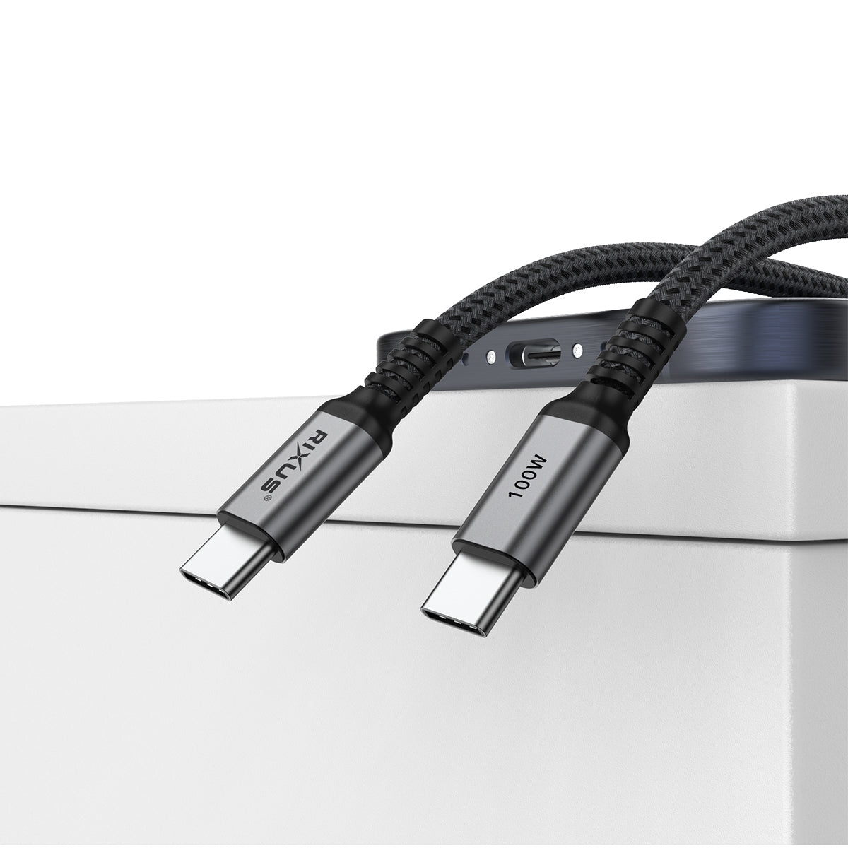 Rixus RXUC06 USB-C 2.0 To USB-C Cable 3m 100W Space Gray