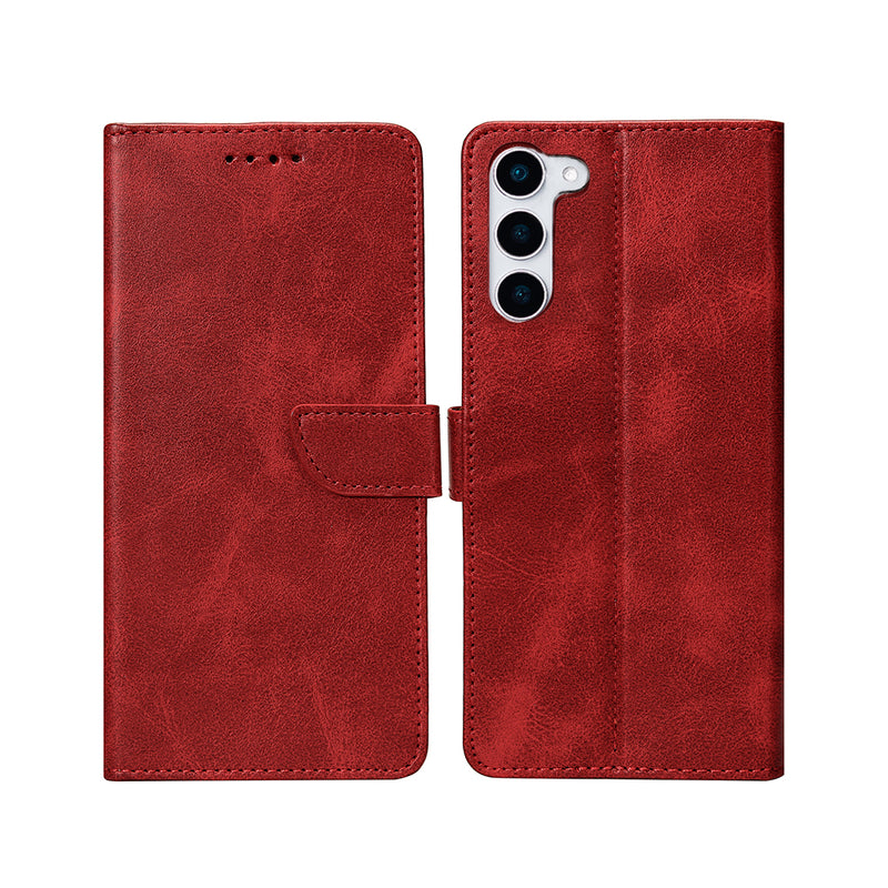 Rixus Bookcase For Samsung Galaxy S23 Dark Red