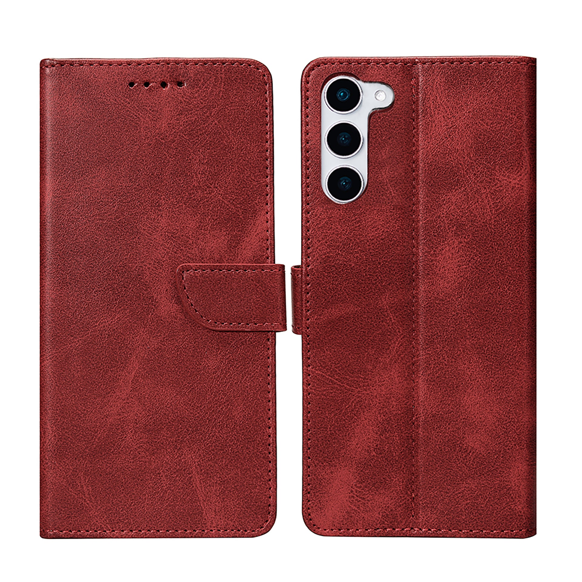 Rixus Bookcase For Samsung Galaxy S23 Dark Red