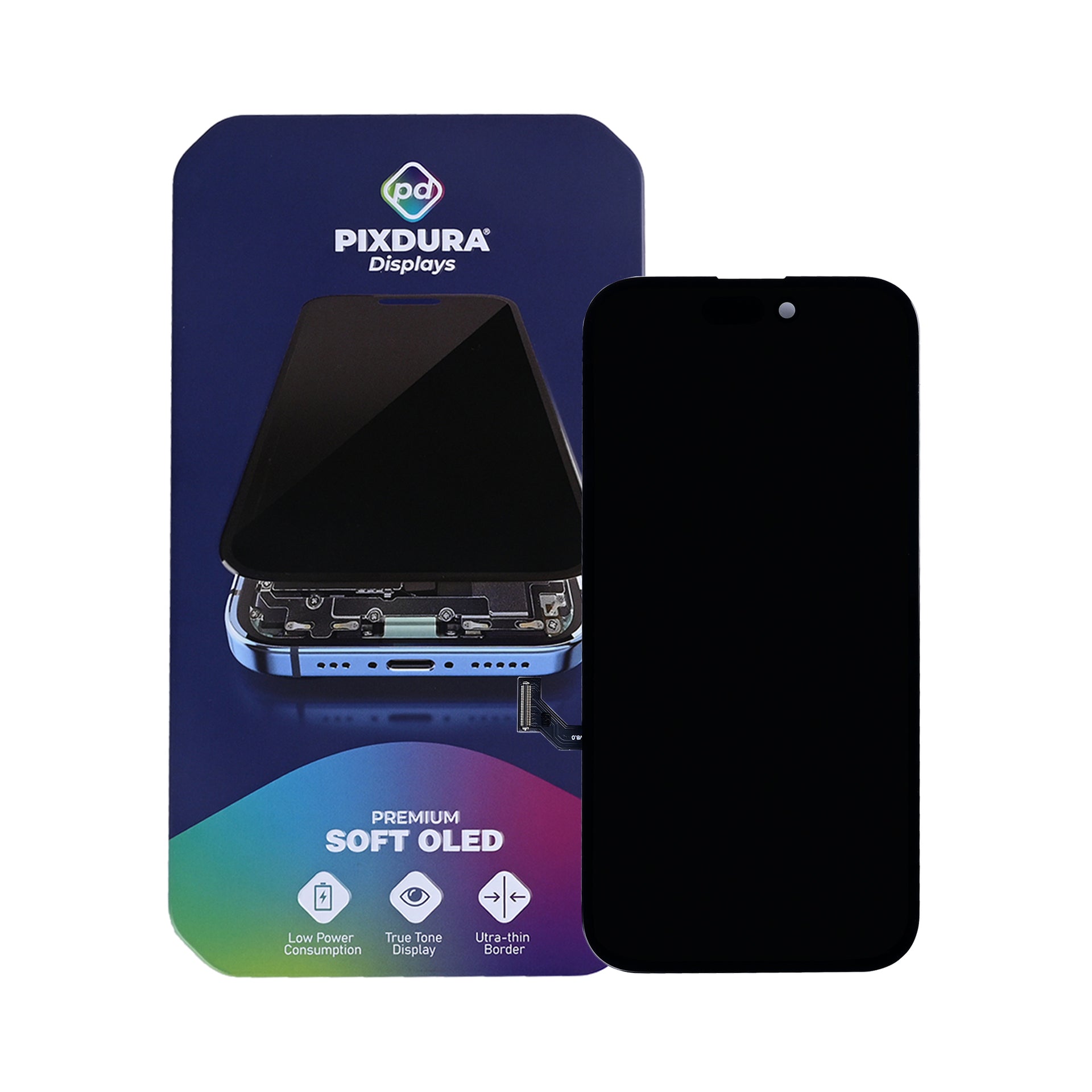 PIXDURA For Apple iPhone 15 Display And Digitizer Soft-OLED Premium (IC Removable) (60Hz)