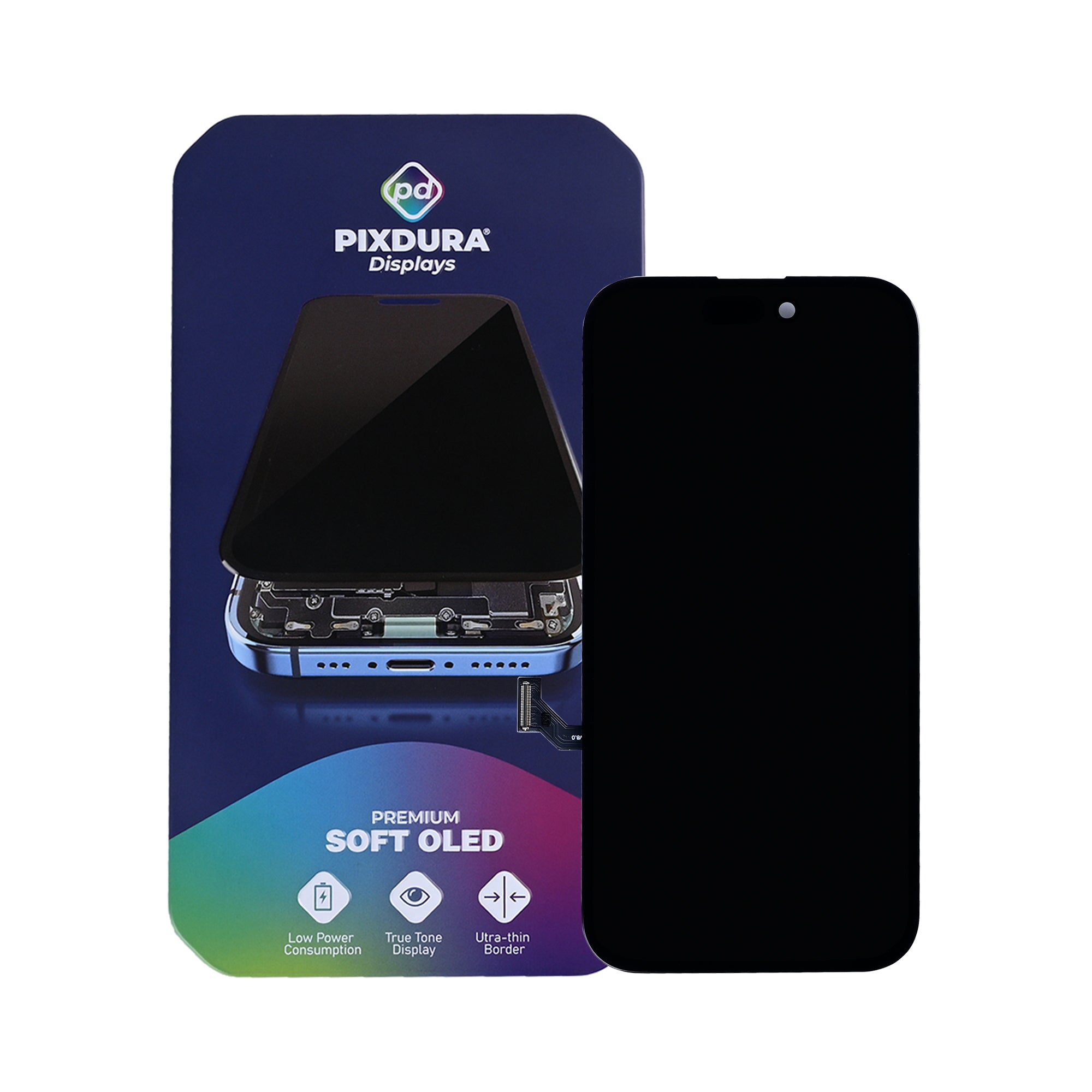 PIXDURA For Apple iPhone 15 Display And Digitizer Soft-OLED Premium (IC Removable) (60Hz)