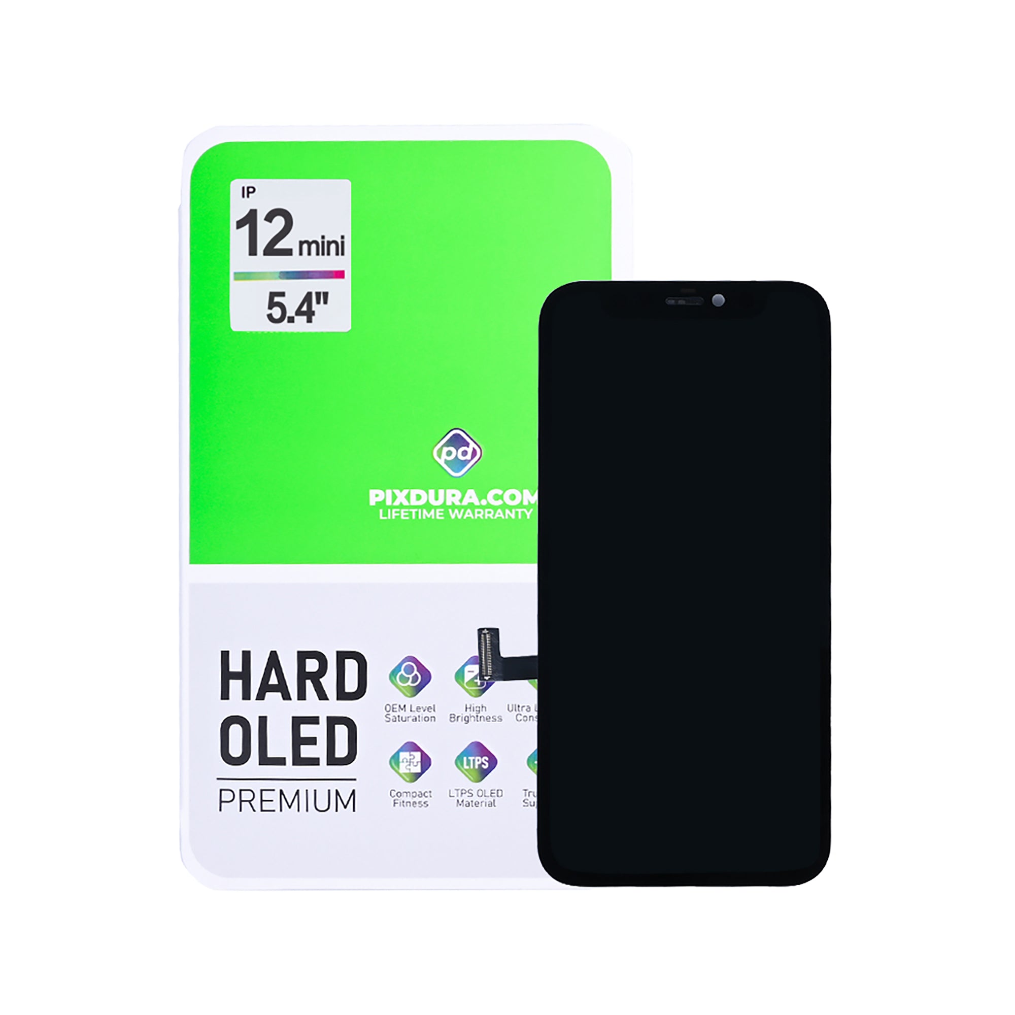 PIXDURA For Apple iPhone 12 Mini Display And Digitizer Hard-OLED Premium (IC Removable) (60Hz)