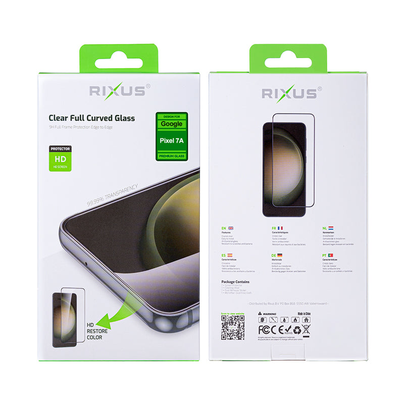 Rixus Clear HD Full Curved Edge Tempered Glass For Google Pixel 7A