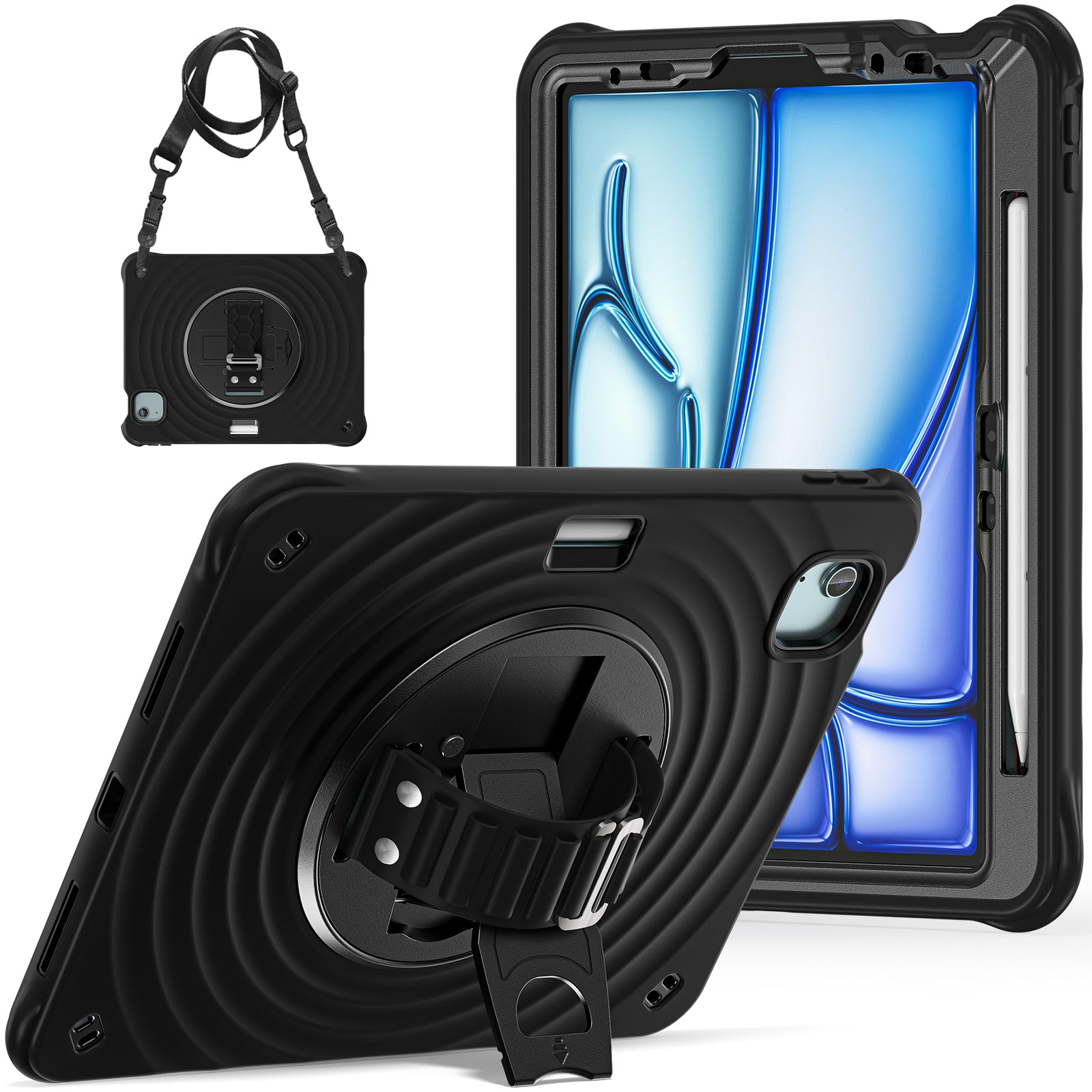 Rixus RXTC08 Anti Shock Case For Apple iPad Air 11 inch (2024, 2025, 2026), Air 4 10.9 inch (2020), Air 5 10.9 inch (2022), Pro 11 inch (2018, 2020, 2021, 2022) Black