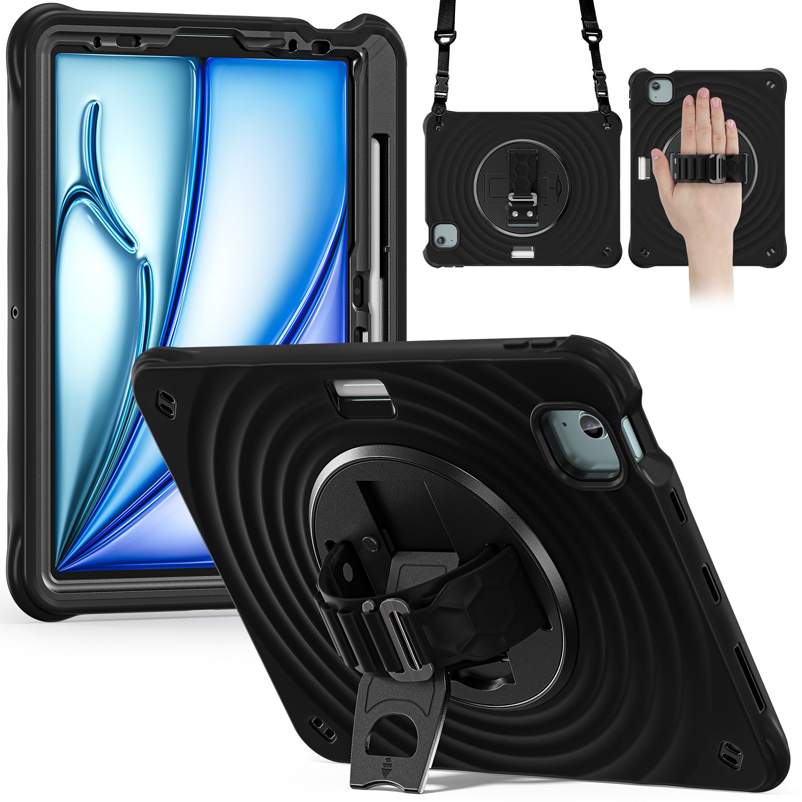 Rixus RXTC08 Anti Shock Case For Apple iPad Air 11 inch (2024, 2025, 2026), Air 4 10.9 inch (2020), Air 5 10.9 inch (2022), Pro 11 inch (2018, 2020, 2021, 2022) Black