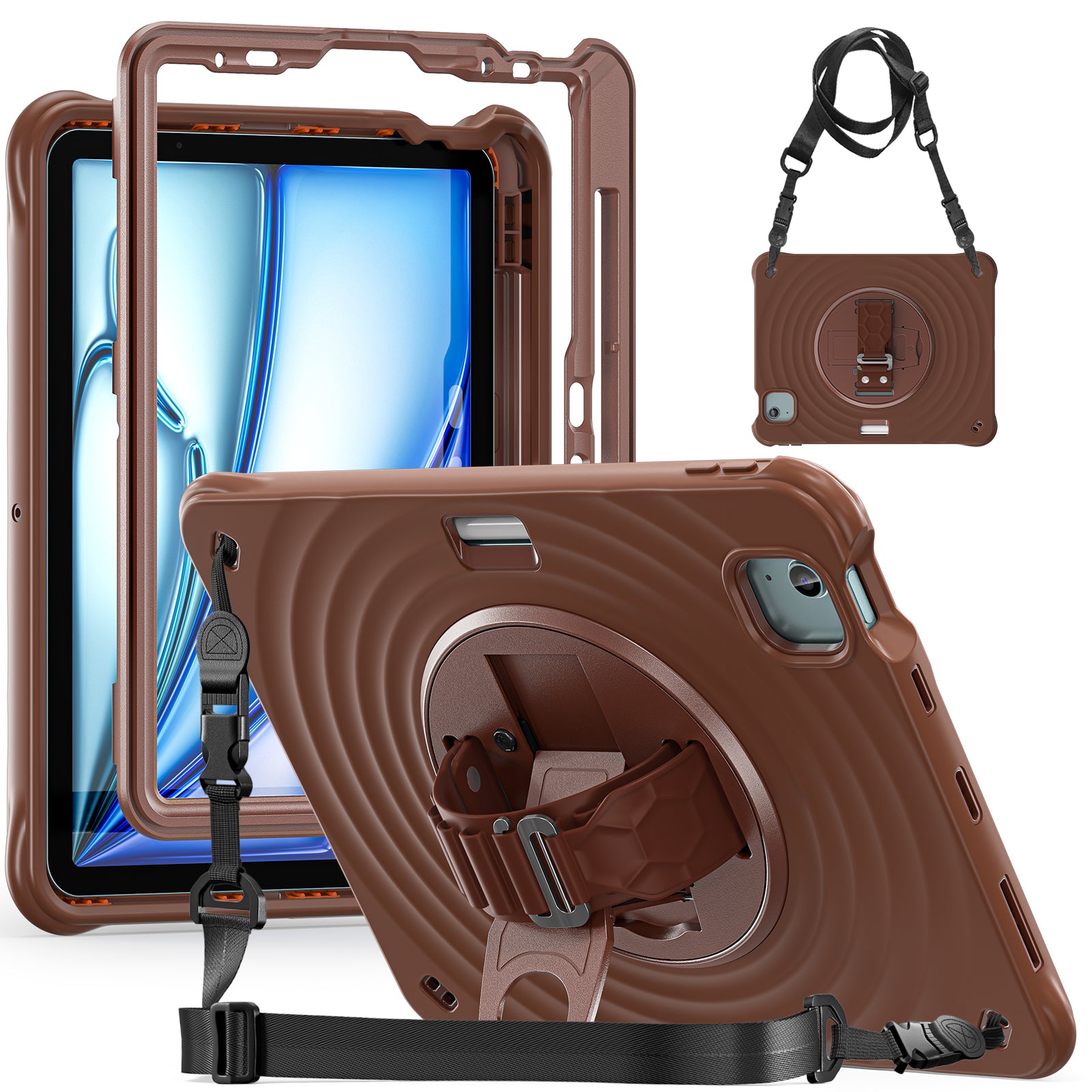 Rixus RXTC08 Anti Shock Case For Apple iPad Air 11 inch (2024, 2025, 2026), Air 4 10.9 inch (2020), Air 5 10.9 inch (2022), Pro 11 inch (2018, 2020, 2021, 2022) Chocolate