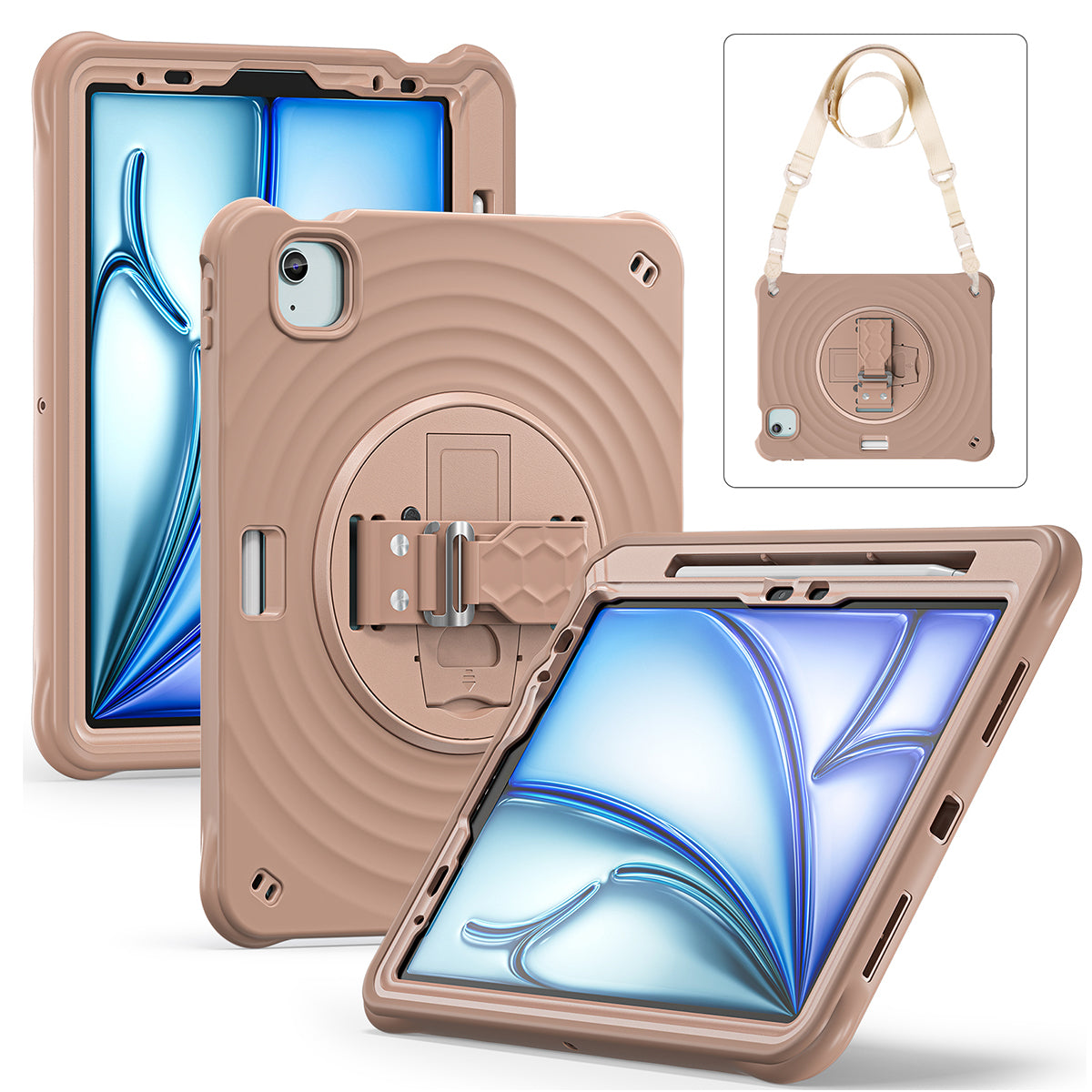 Rixus RXTC08 Anti Shock Case For Apple iPad Air 11 inch (2024, 2025, 2026), Air 4 10.9 inch (2020), Air 5 10.9 inch (2022), Pro 11 inch (2018, 2020, 2021, 2022) Latte