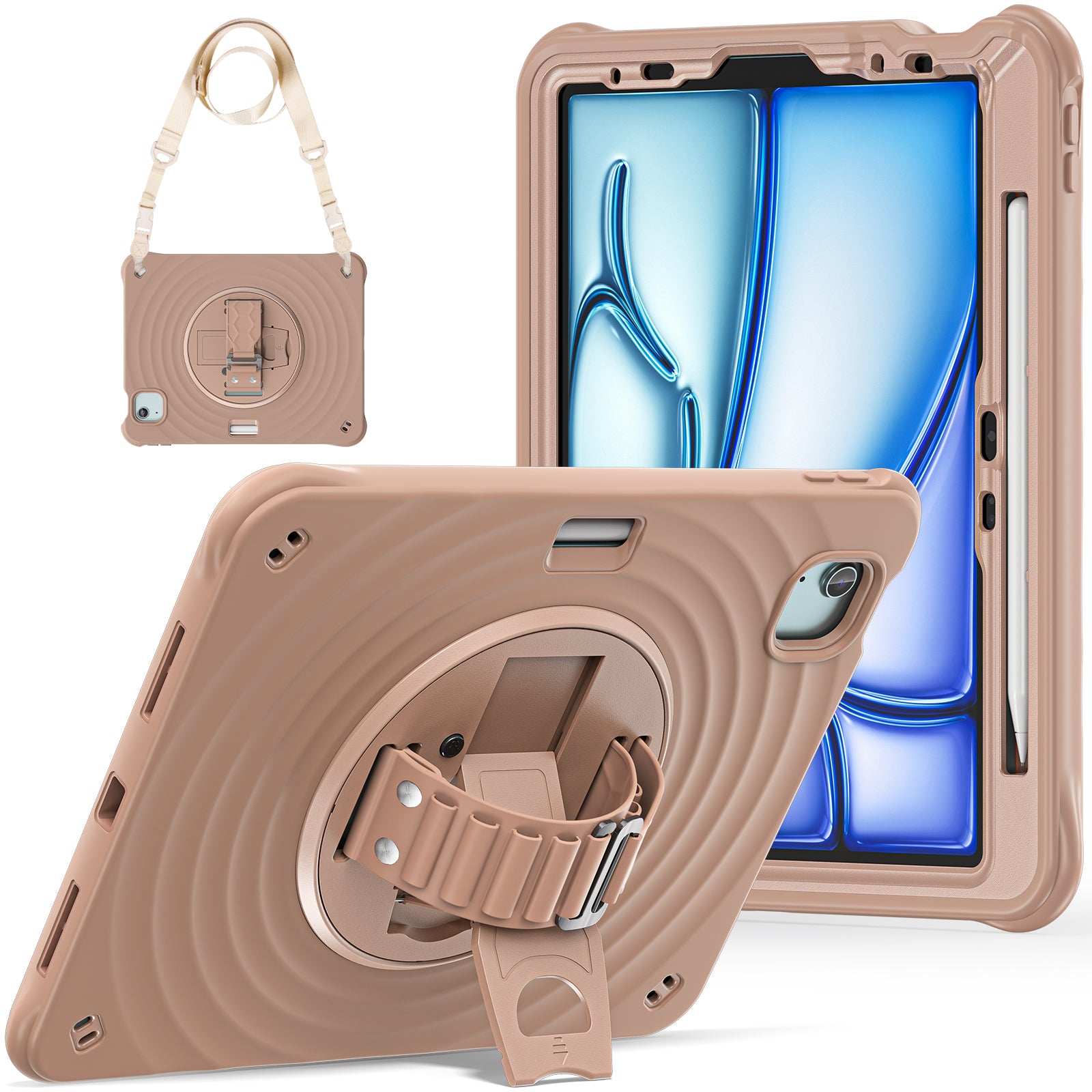 Rixus RXTC08 Anti Shock Case For Apple iPad Air 11 inch (2024, 2025, 2026), Air 4 10.9 inch (2020), Air 5 10.9 inch (2022), Pro 11 inch (2018, 2020, 2021, 2022) Latte