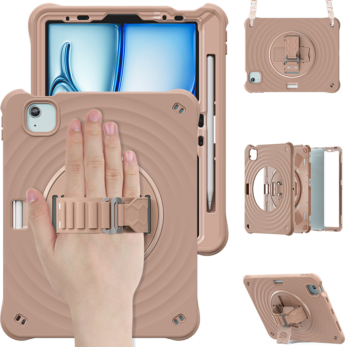 Rixus RXTC08 Anti Shock Case For Apple iPad Air 11 inch (2024, 2025, 2026), Air 4 10.9 inch (2020), Air 5 10.9 inch (2022), Pro 11 inch (2018, 2020, 2021, 2022) Latte