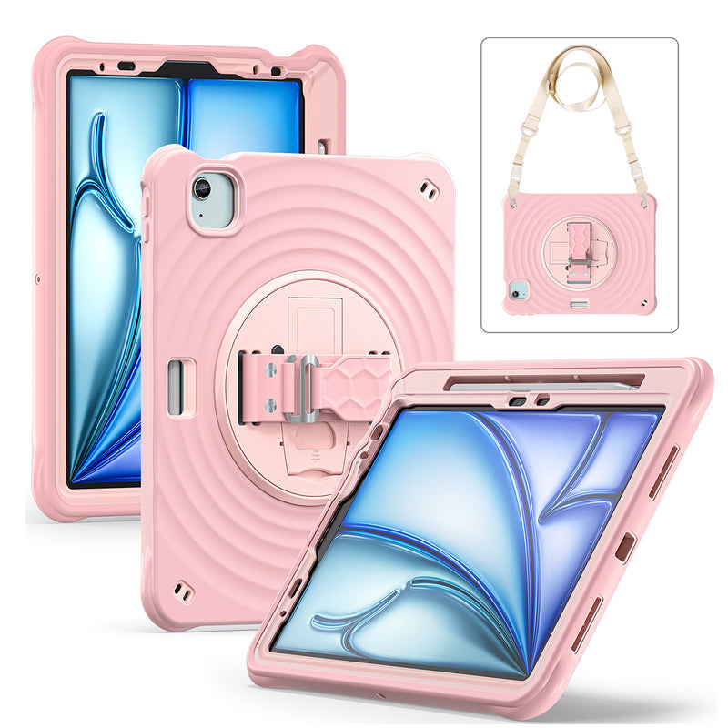 Rixus RXTC08 Anti Shock Case For iPad Air 11" (2024), Air 4 10.9" (2020), Air 5 10.9" (2022), Pro 11" (2018, 2020, 2021, 2022) Cherry Blossoms Pink