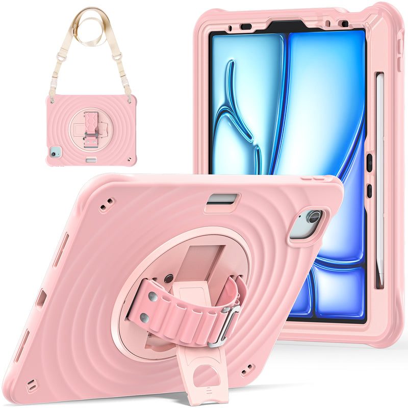 Rixus RXTC08 Anti Shock Case For iPad Air 11" (2024), Air 4 10.9" (2020), Air 5 10.9" (2022), Pro 11" (2018, 2020, 2021, 2022) Cherry Blossoms Pink