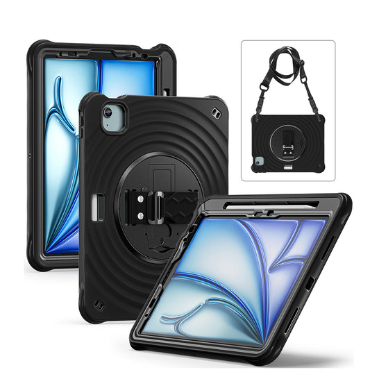 Rixus RXTC08 Anti Shock Case For Apple iPad Air 13 inch (2024, 2025, 2025), iPad Pro 12.9 inch (2018, 2020, 2021, 2022) Black