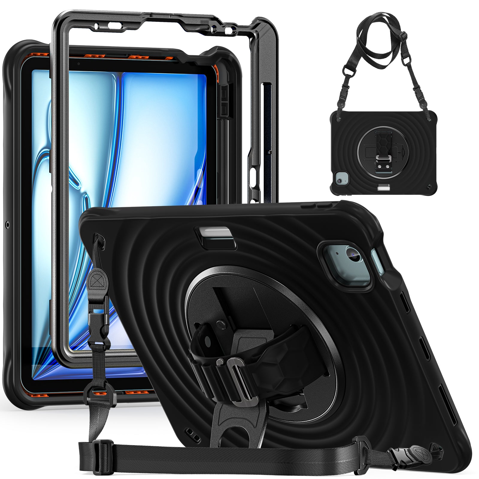 Rixus RXTC08 Anti Shock Case For Apple iPad Air 13 inch (2024, 2025, 2025), iPad Pro 12.9 inch (2018, 2020, 2021, 2022) Black