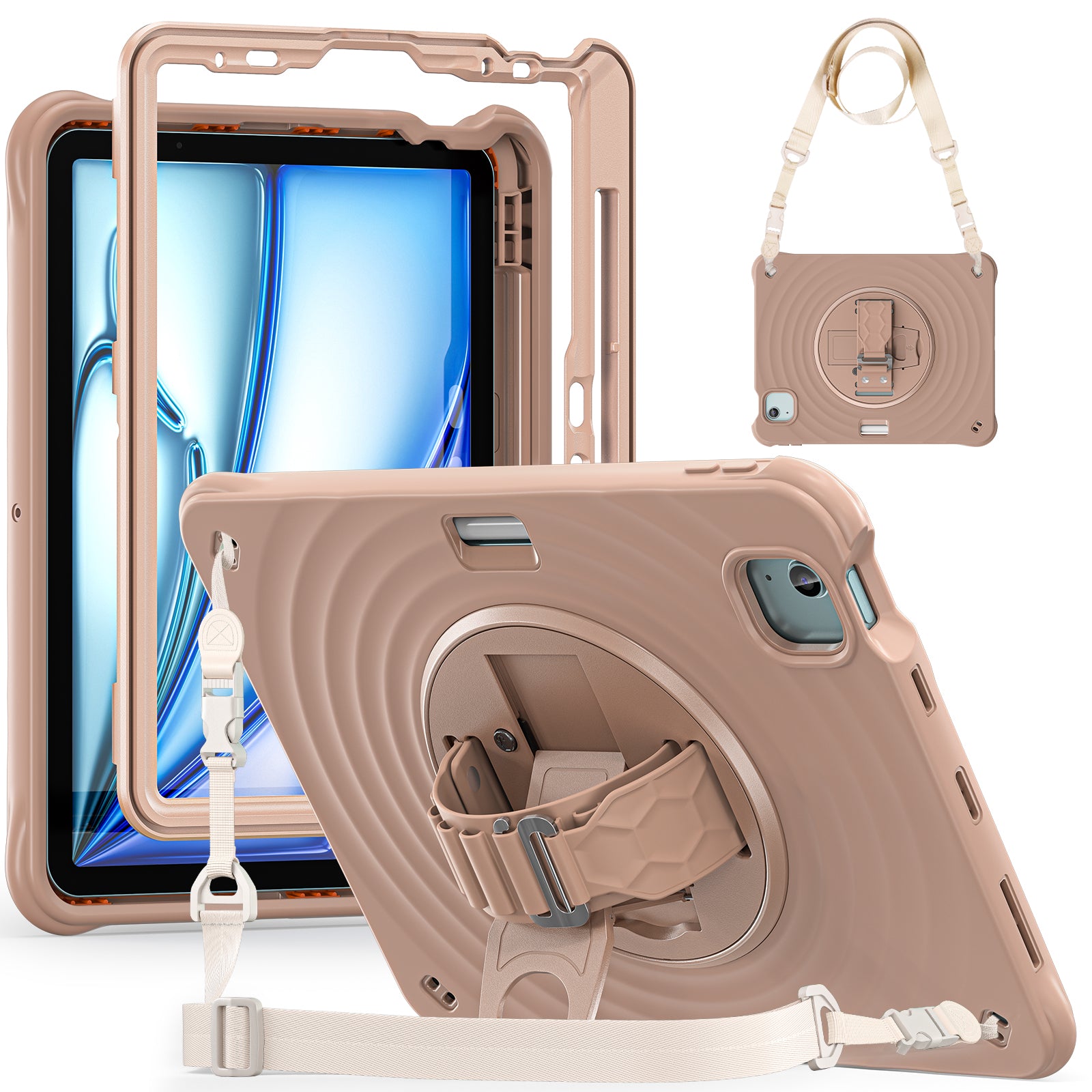Rixus RXTC08 Anti Shock Case For Apple iPad Air 13 inch (2024, 2025, 2026), iPad Pro 12.9 inch (2018, 2020, 2021, 2022) Latte