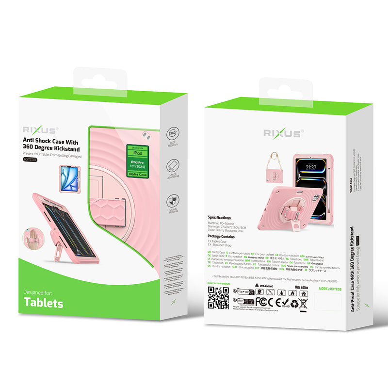 Rixus RXTC08 Anti Shock Case For iPad Pro 13" (2024) Cherry Blossoms Pink