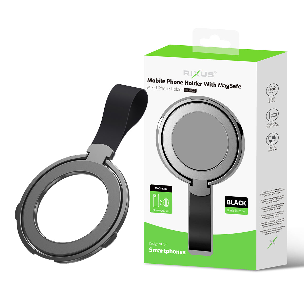 Rixus RXPH20B Mobile Phone Holder With MagSafe Compatible Black