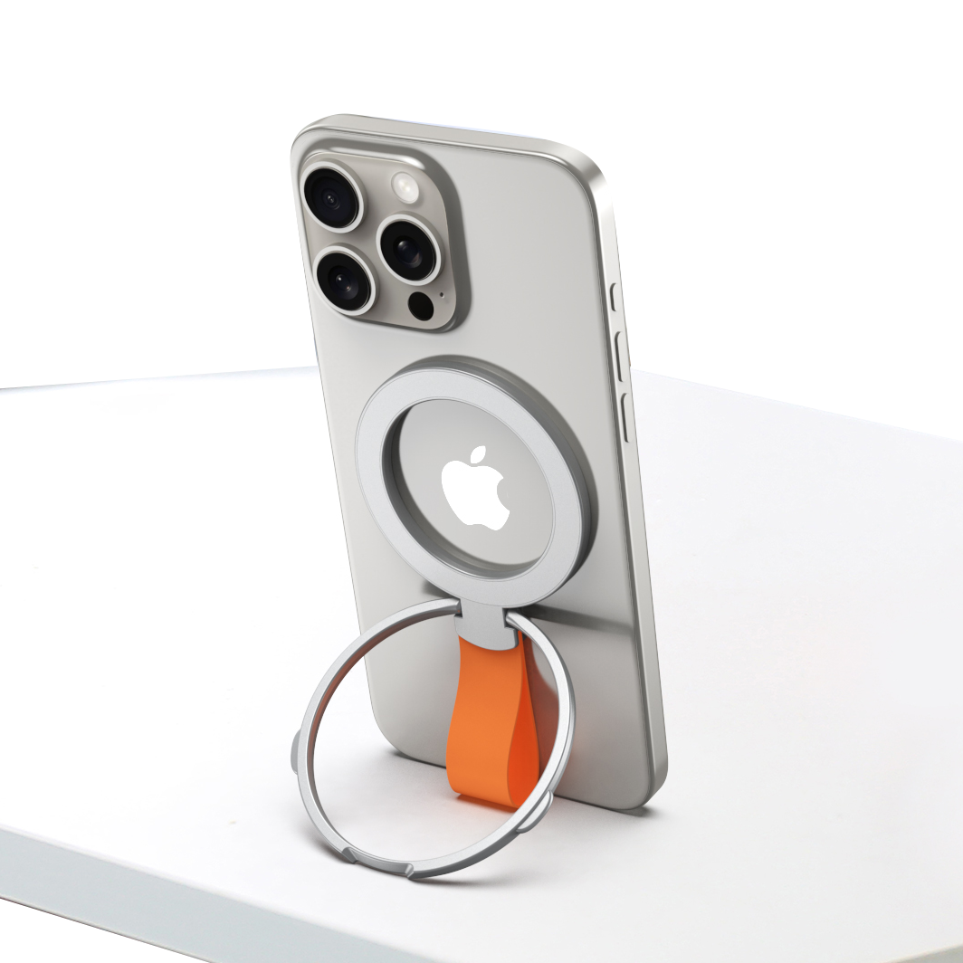 Rixus RXPH20SO Mobile Phone Holder With MagSafe Compatible Silver And Orange