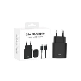 PD Fast Charging Adapter CH25W09 USB-C To USB-C 25W Black Retail Box