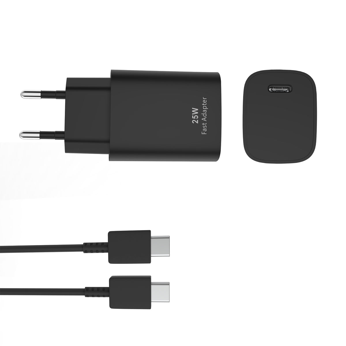 PD Fast Charging Adapter CH25W09 USB-C To USB-C 25W Black Retail Box