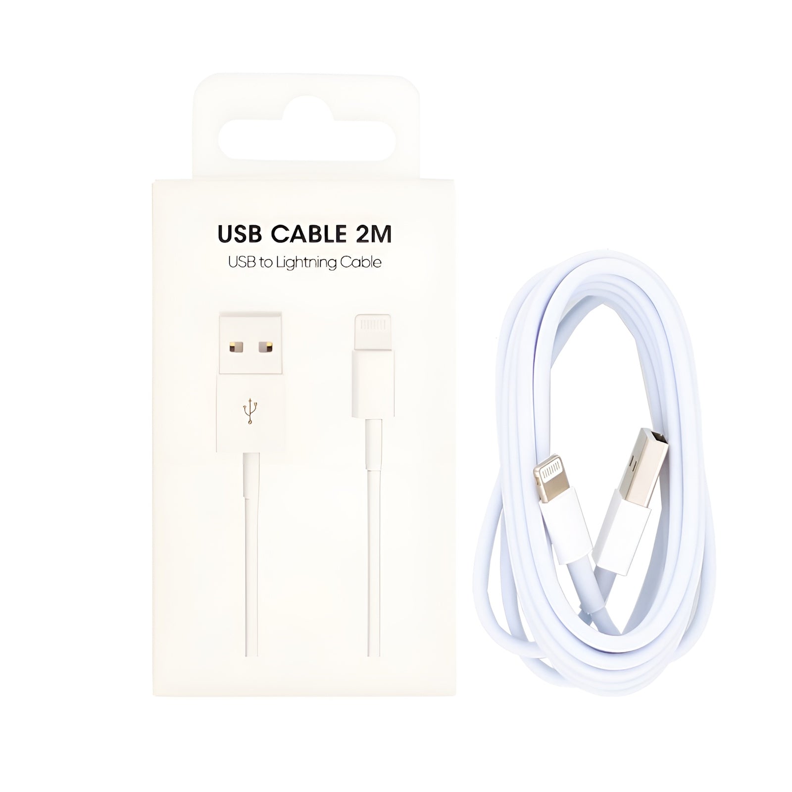 For Apple iPhone USB-A To Lightning Cable US2002M 200cm White Retail Box