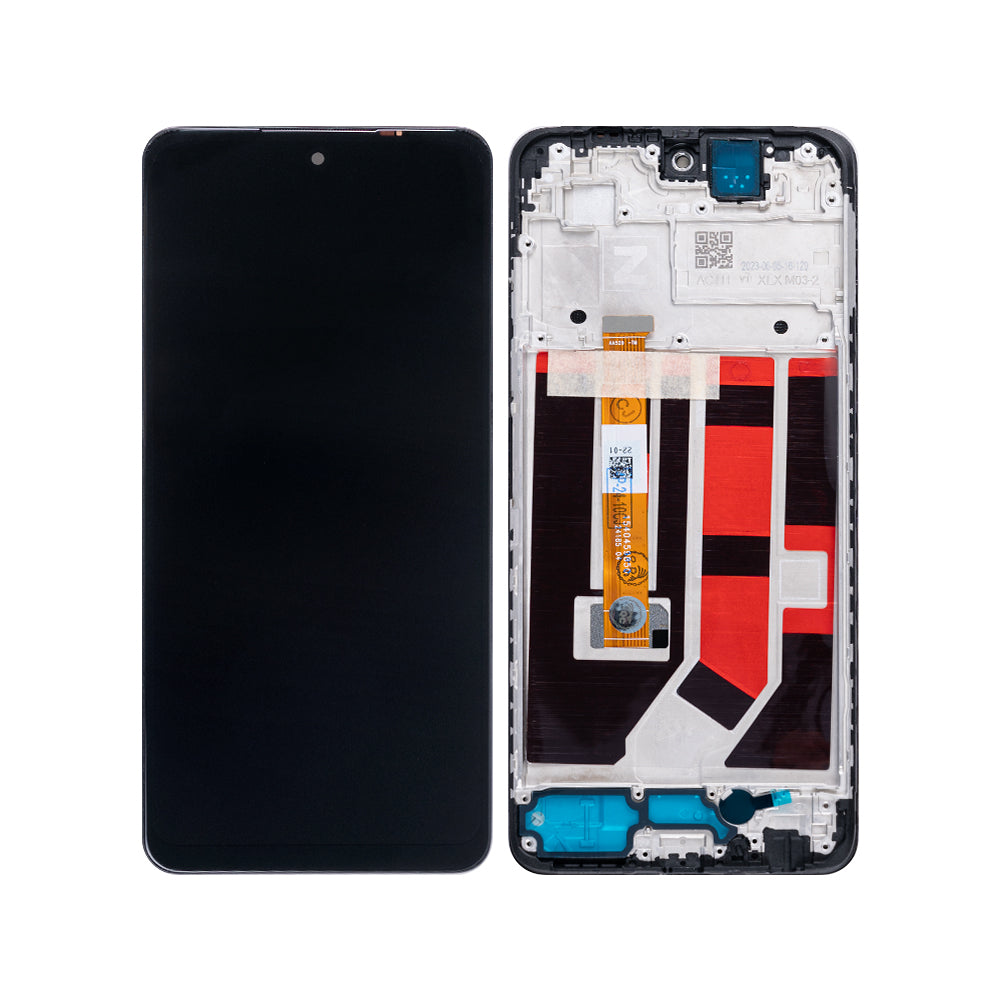 Oppo A58 4G Display And Digitizer With Frame Glowing Black OEM
