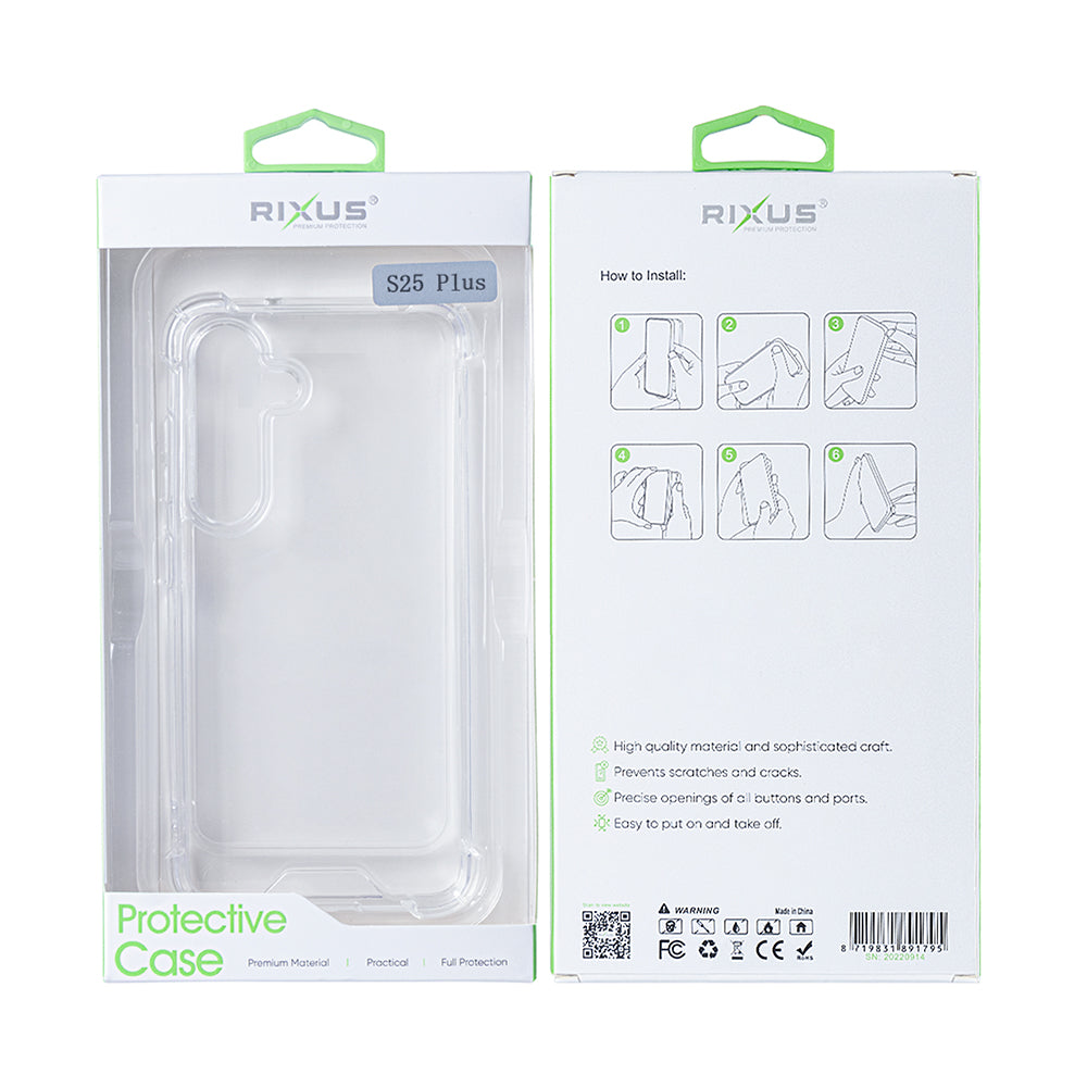 Rixus Anti-Burst Case For Samsung Galaxy S25 Plus Transparent