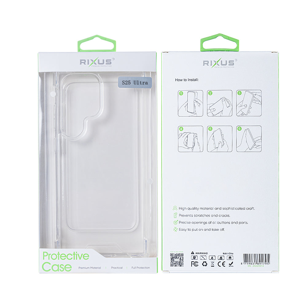 Rixus Anti-Burst Case For Samsung Galaxy S25 Ultra Transparent