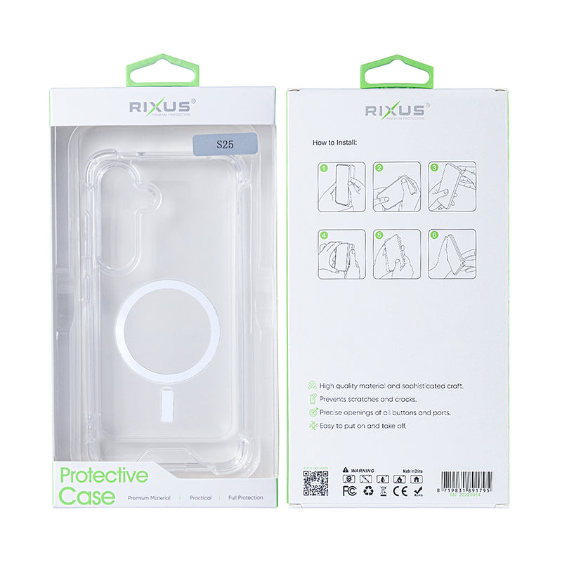 Rixus Anti-Burst Case With MagSafe For Samsung Galaxy S25 Transparent
