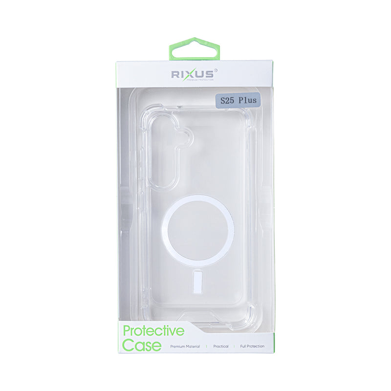 Rixus Anti-Burst Case With MagSafe For Samsung Galaxy S25 Plus S936B Transparent