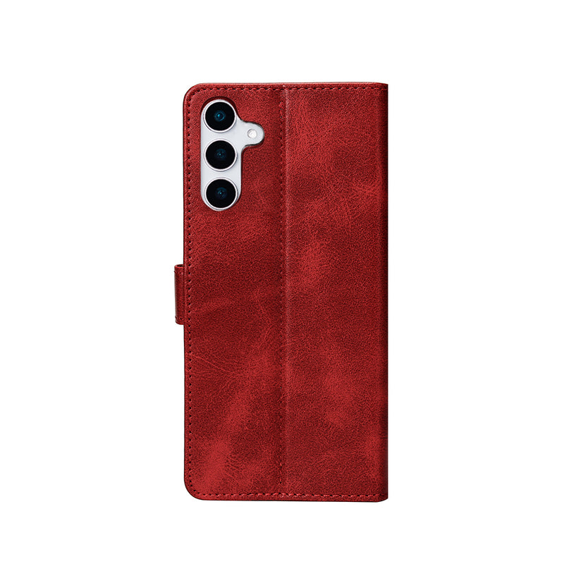 Rixus Bookcase For Samsung Galaxy S25 S9310 Dark Red