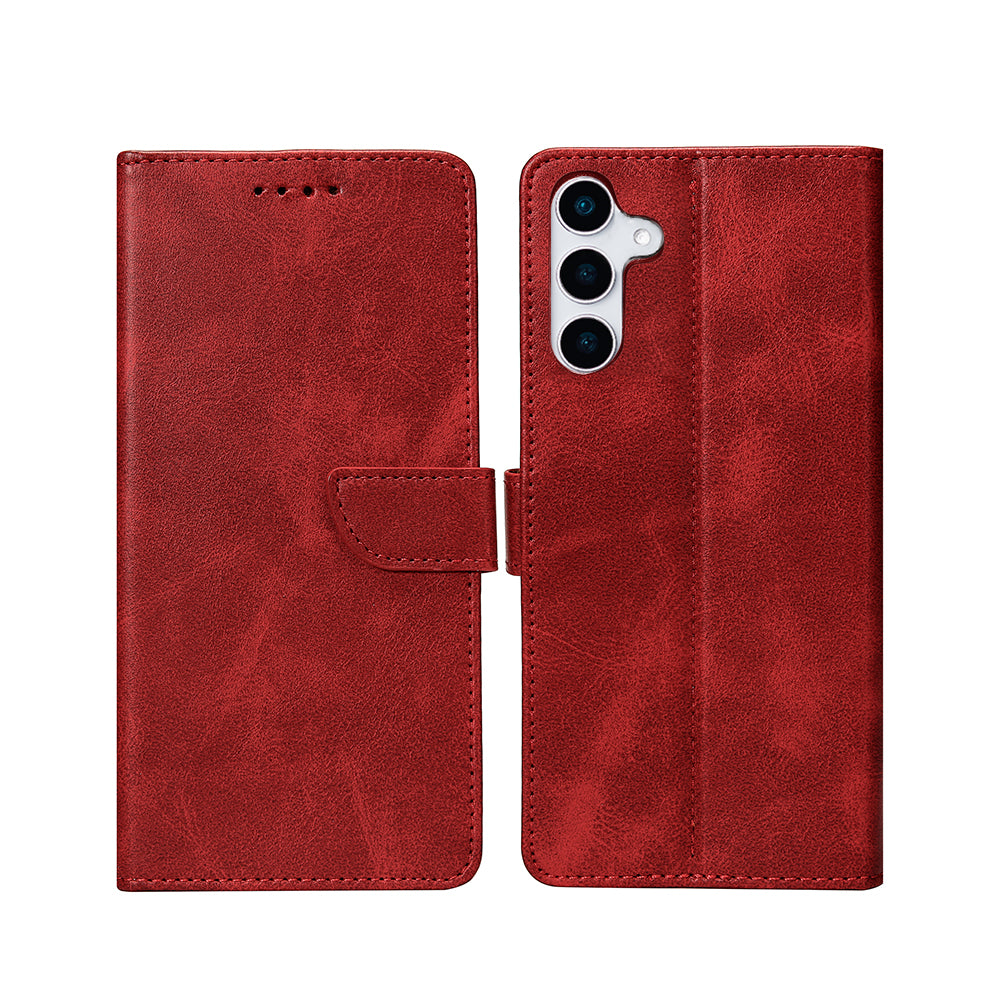 Rixus Bookcase For Samsung Galaxy S25 Dark Red