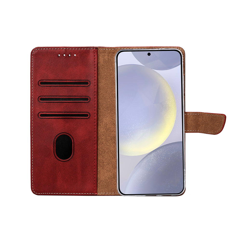 Rixus Bookcase For Samsung Galaxy S25 Dark Red