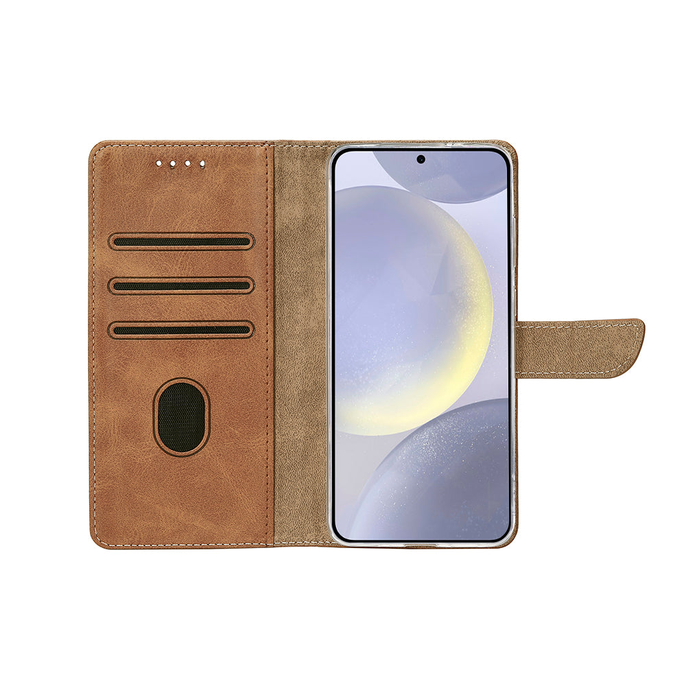 Rixus Bookcase For Samsung Galaxy S25 Light Brown