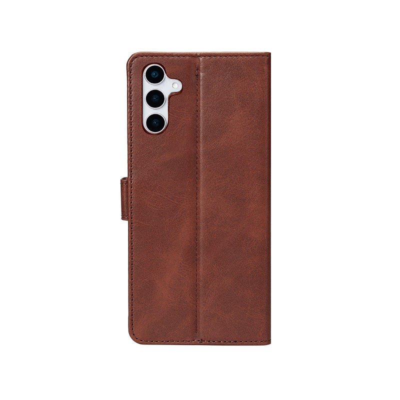 Rixus Bookcase For Samsung Galaxy S25 Plus S9360 Brown