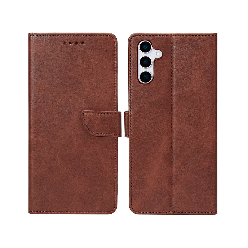 Rixus Bookcase For Samsung Galaxy S25 Plus S9360 Brown