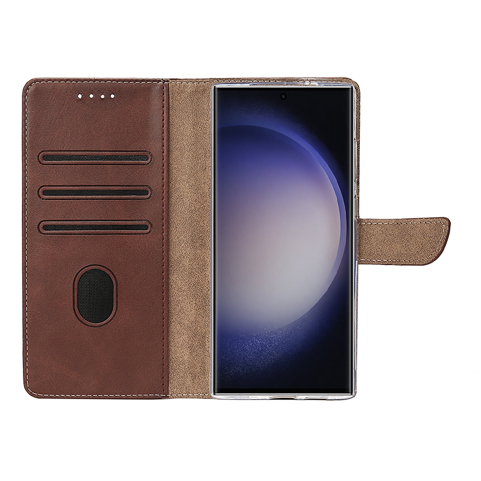 Rixus Bookcase For Samsung Galaxy S25 Ultra Brown