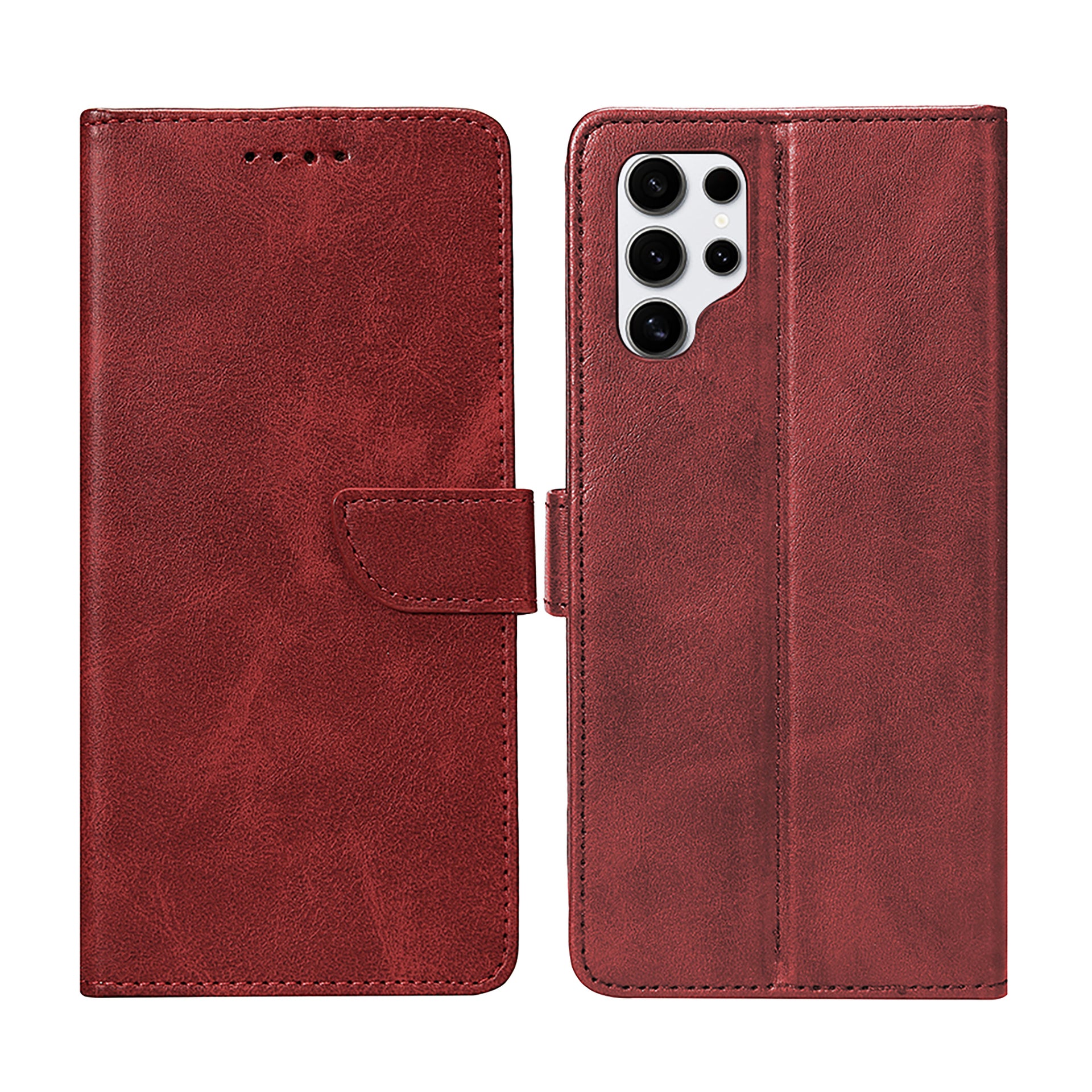 Rixus Bookcase For Samsung Galaxy S25 Ultra Dark Red