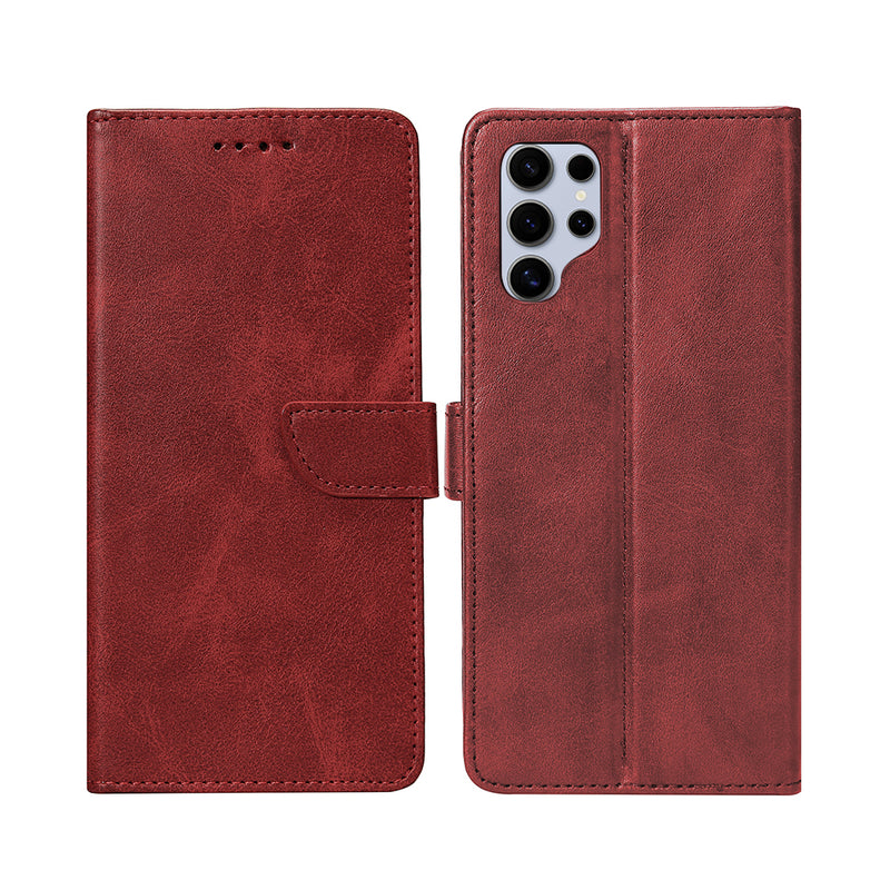 Rixus Bookcase For Samsung Galaxy S25 Ultra S938B Dark Red