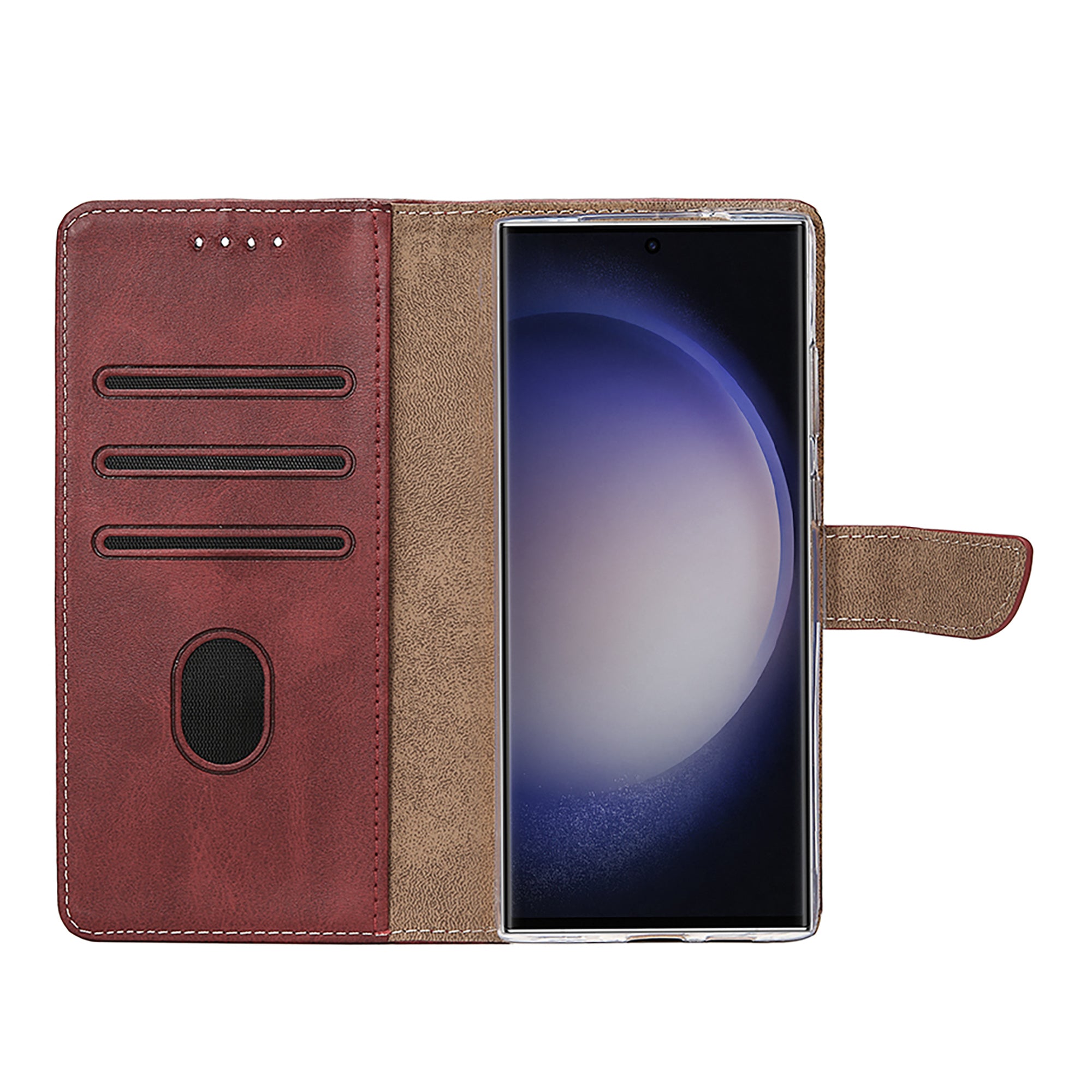 Rixus Bookcase For Samsung Galaxy S25 Ultra Dark Red